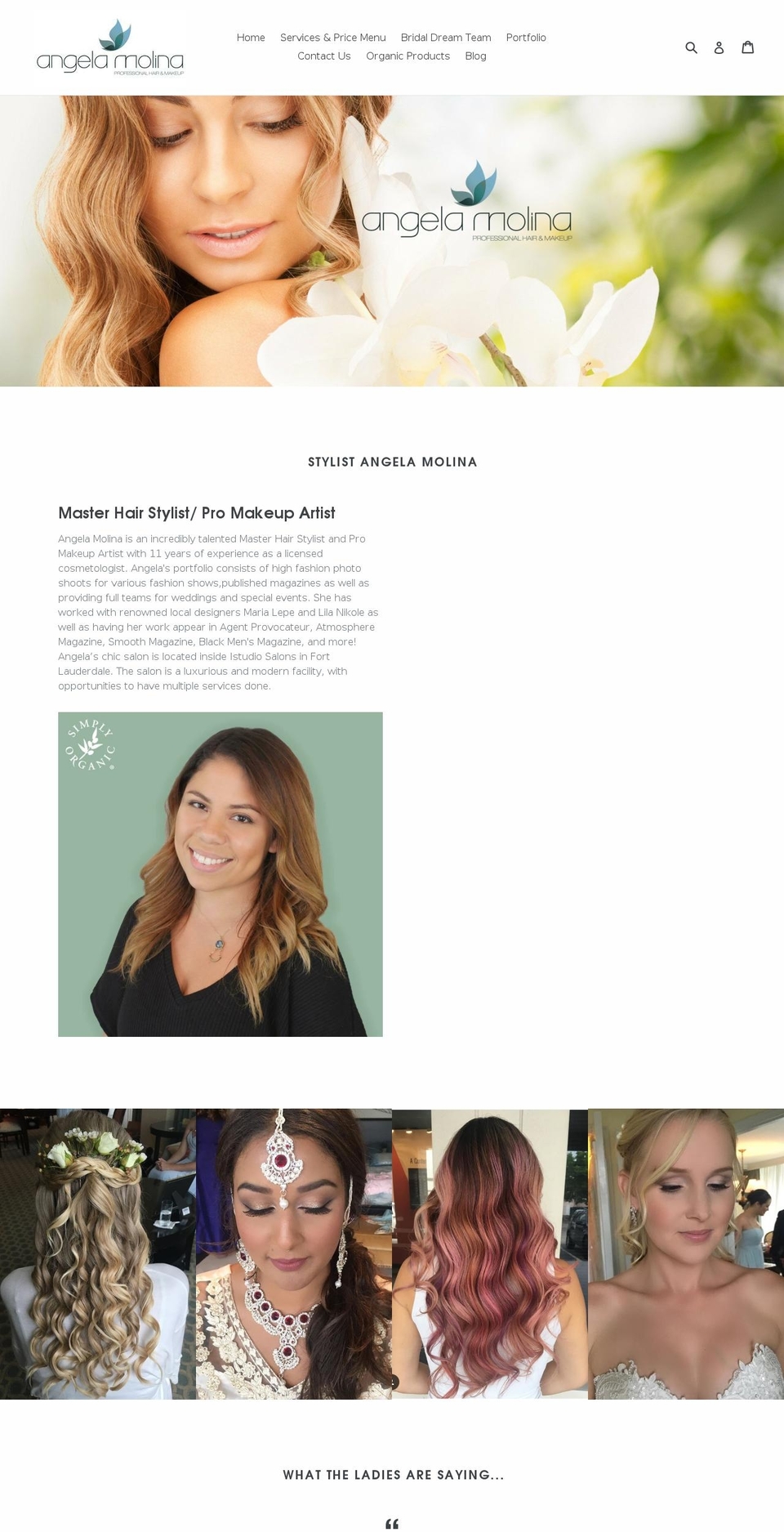 angela-molina.com shopify website screenshot