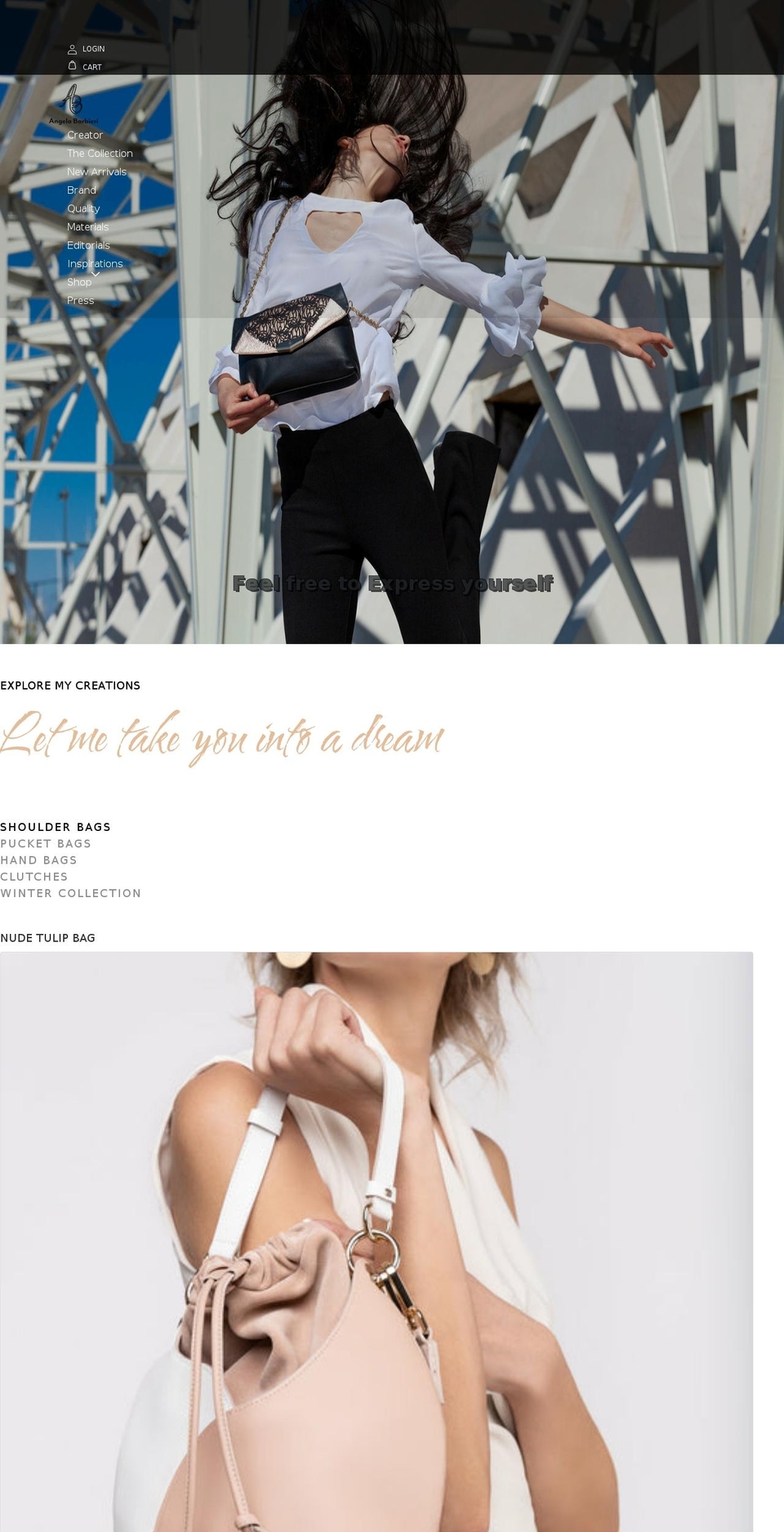 angelabarbieri.com shopify website screenshot