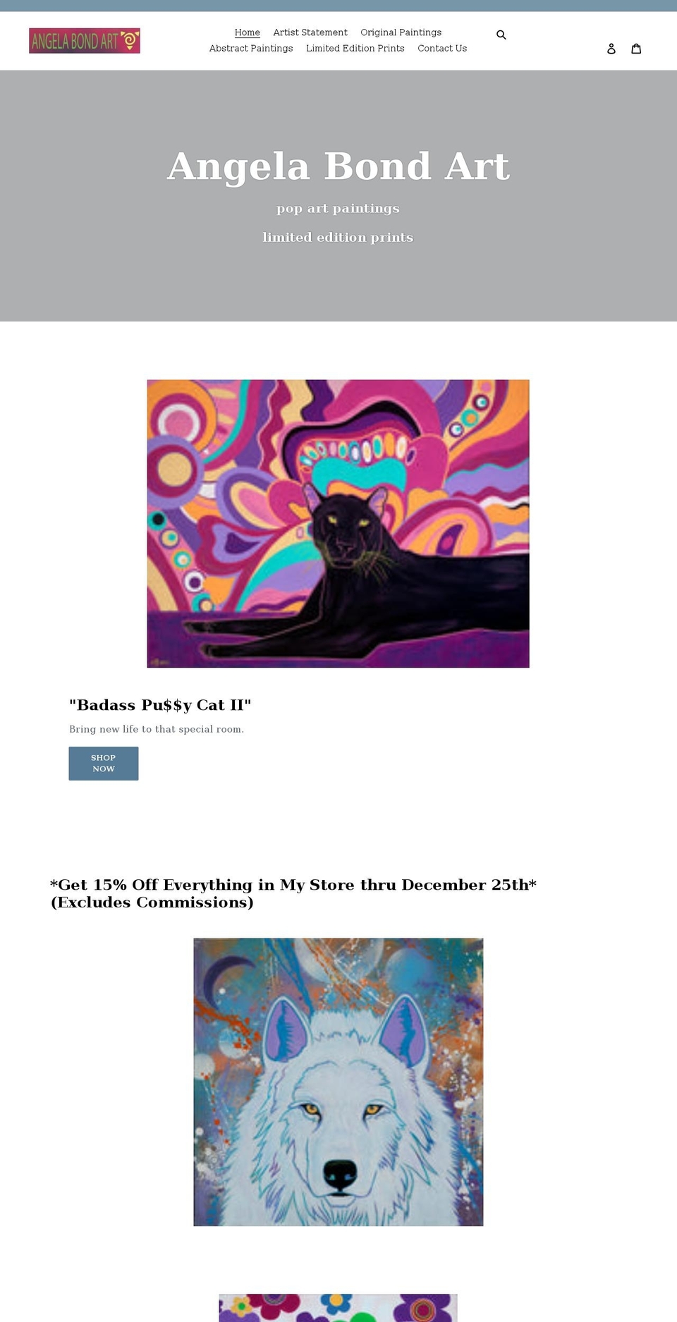 angelabondart.com shopify website screenshot