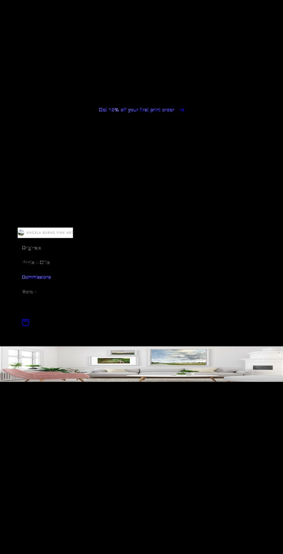 angelaburnsfineart.com shopify website screenshot