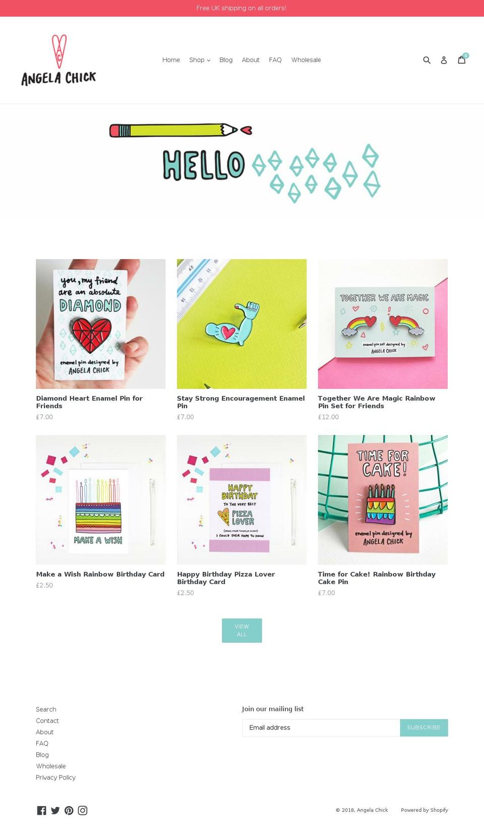 angelachick.com shopify website screenshot
