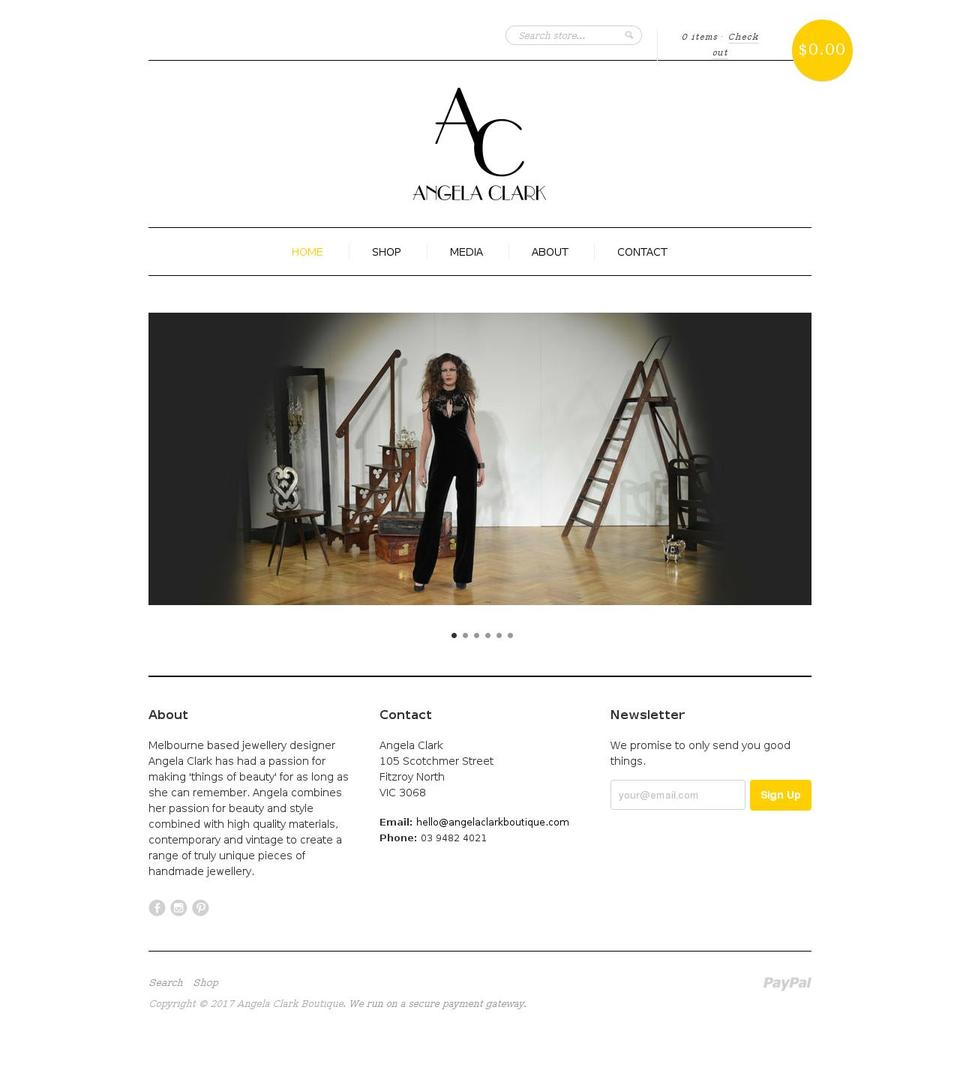 angelaclarkboutique.com shopify website screenshot