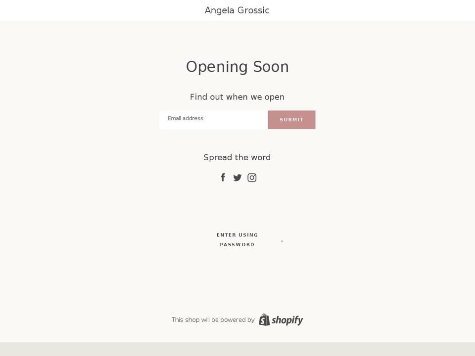 angelagrossic.com shopify website screenshot