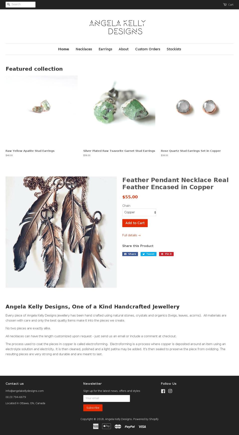 angelakellydesigns.com — Shopify storefront screenshot