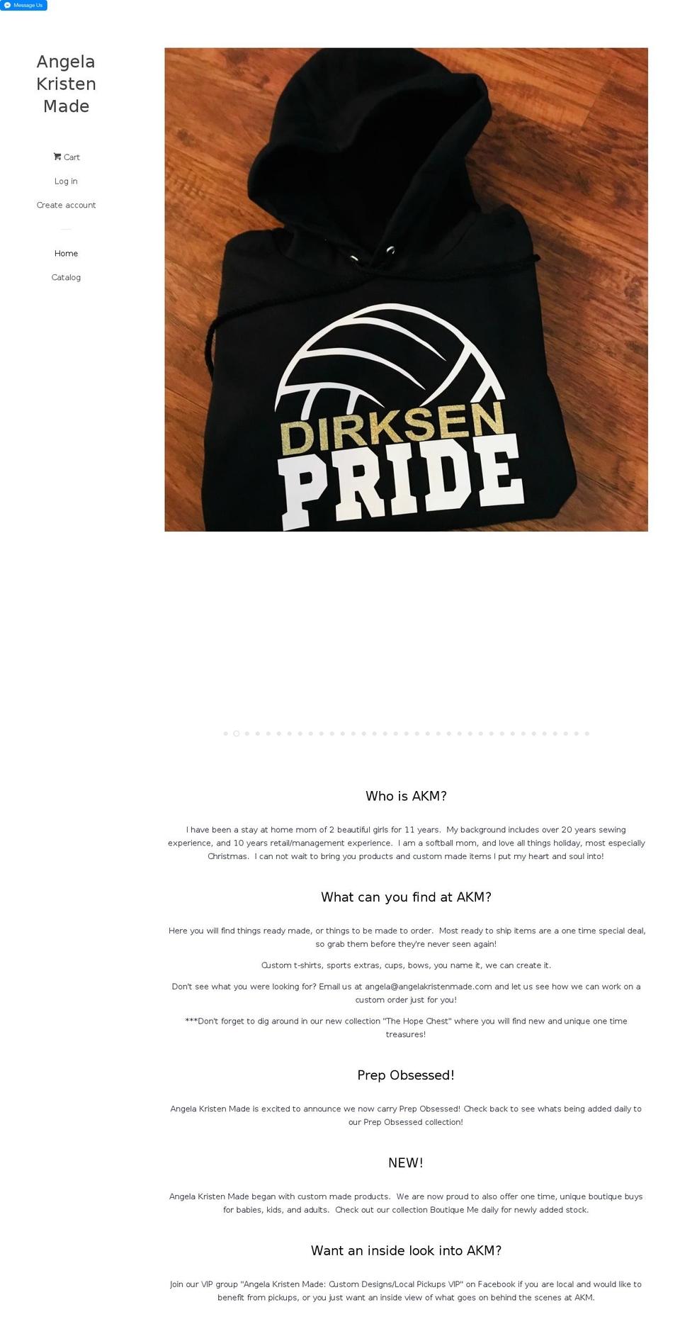 angelakristenmade.com — Shopify storefront screenshot