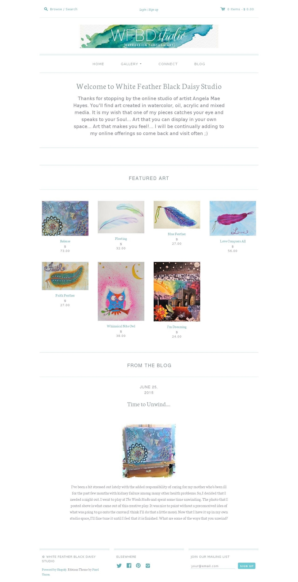 angelamhayes.com shopify website screenshot