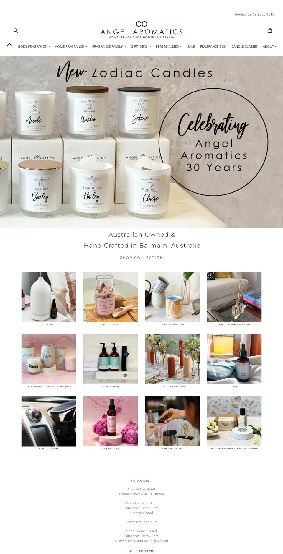 angelaromatics.com shopify website screenshot