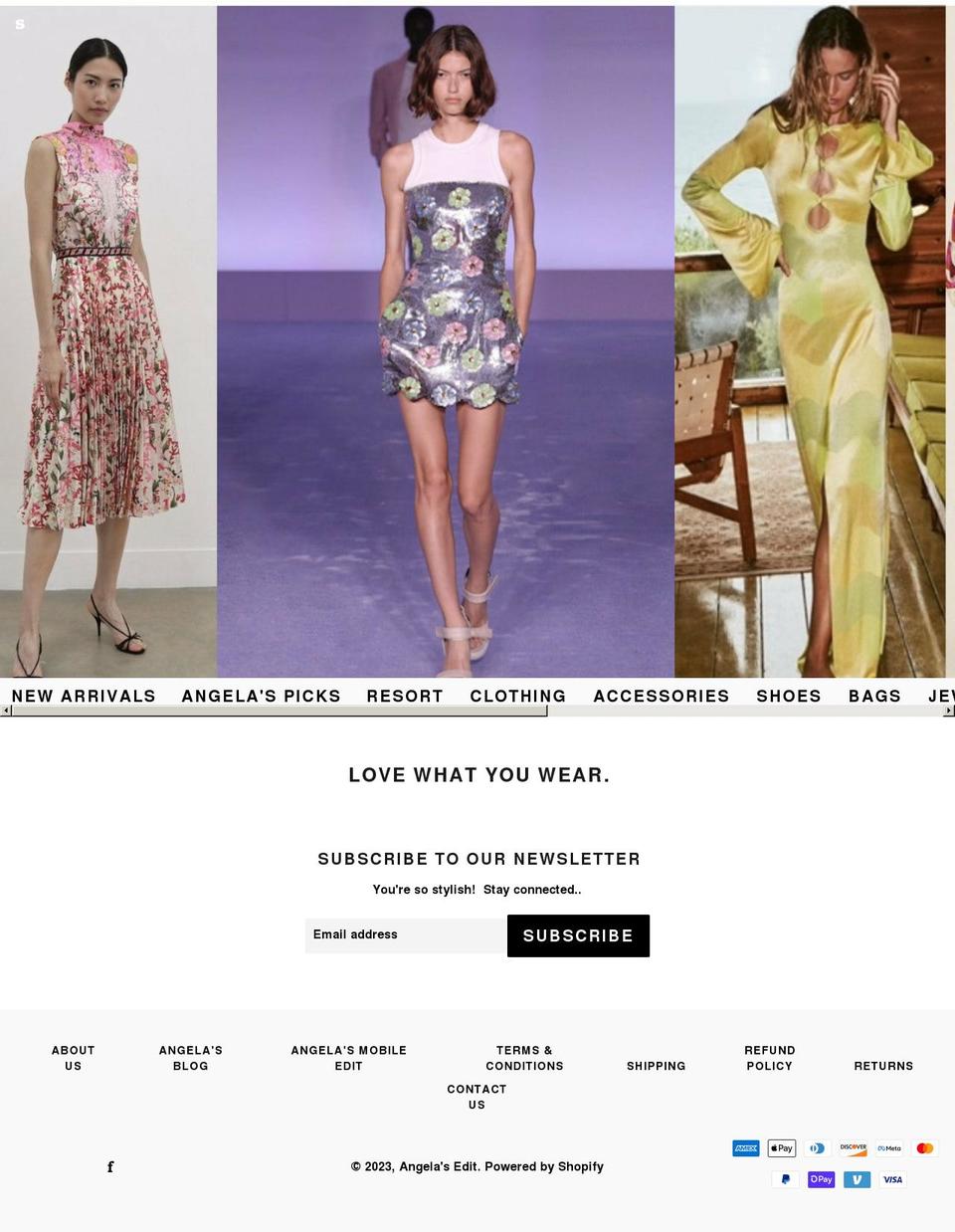 angelasedit.com — Shopify storefront screenshot