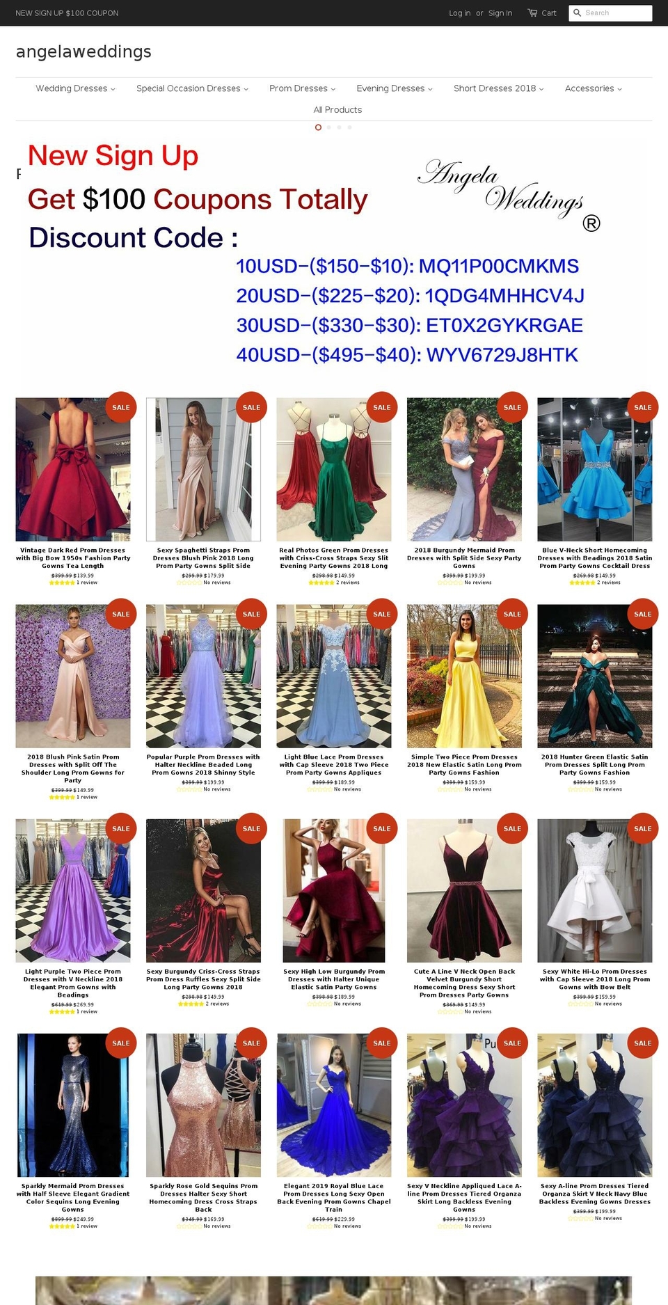 angelaweddings.com — Shopify storefront screenshot
