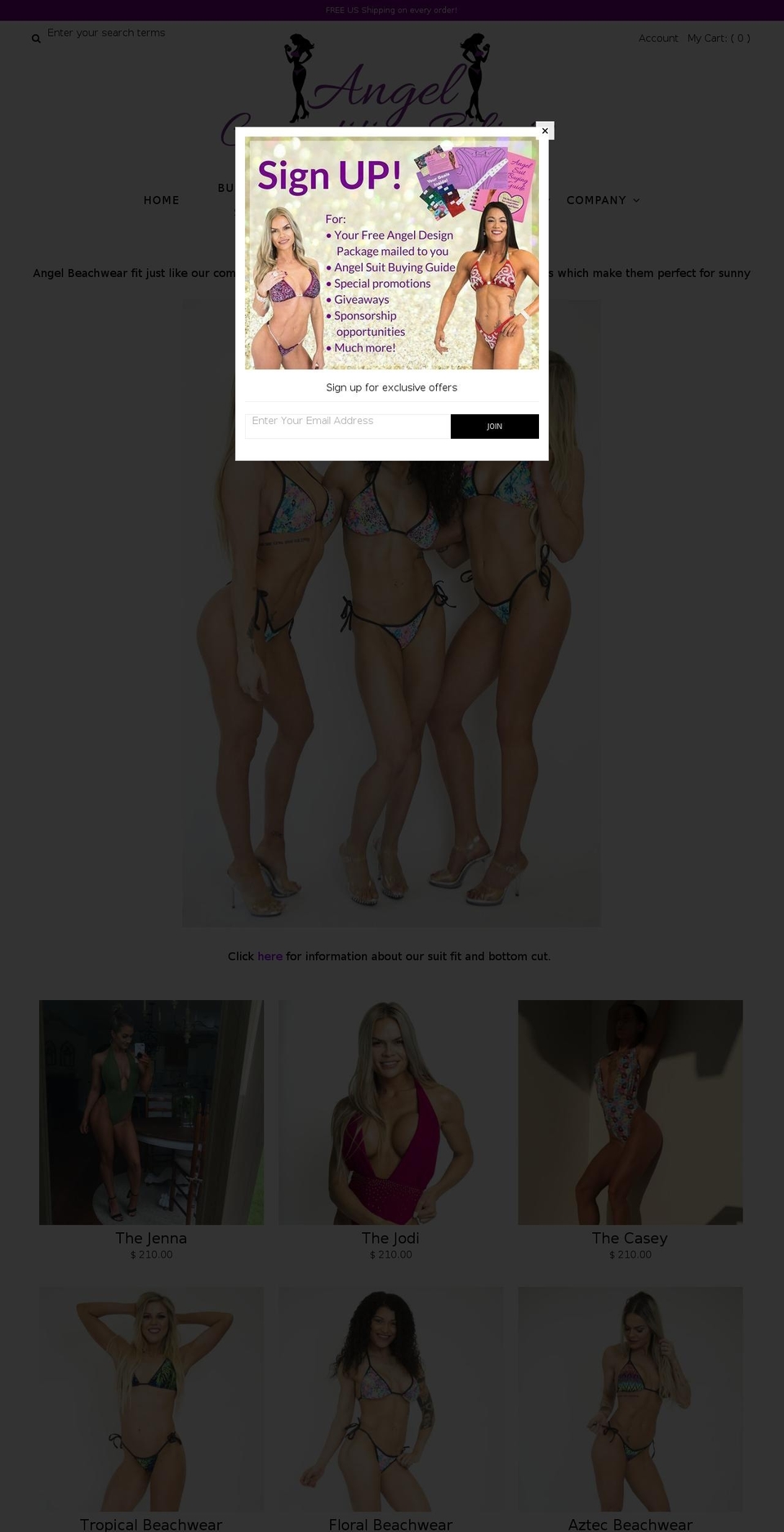 angelbeachwear.com — Shopify storefront screenshot