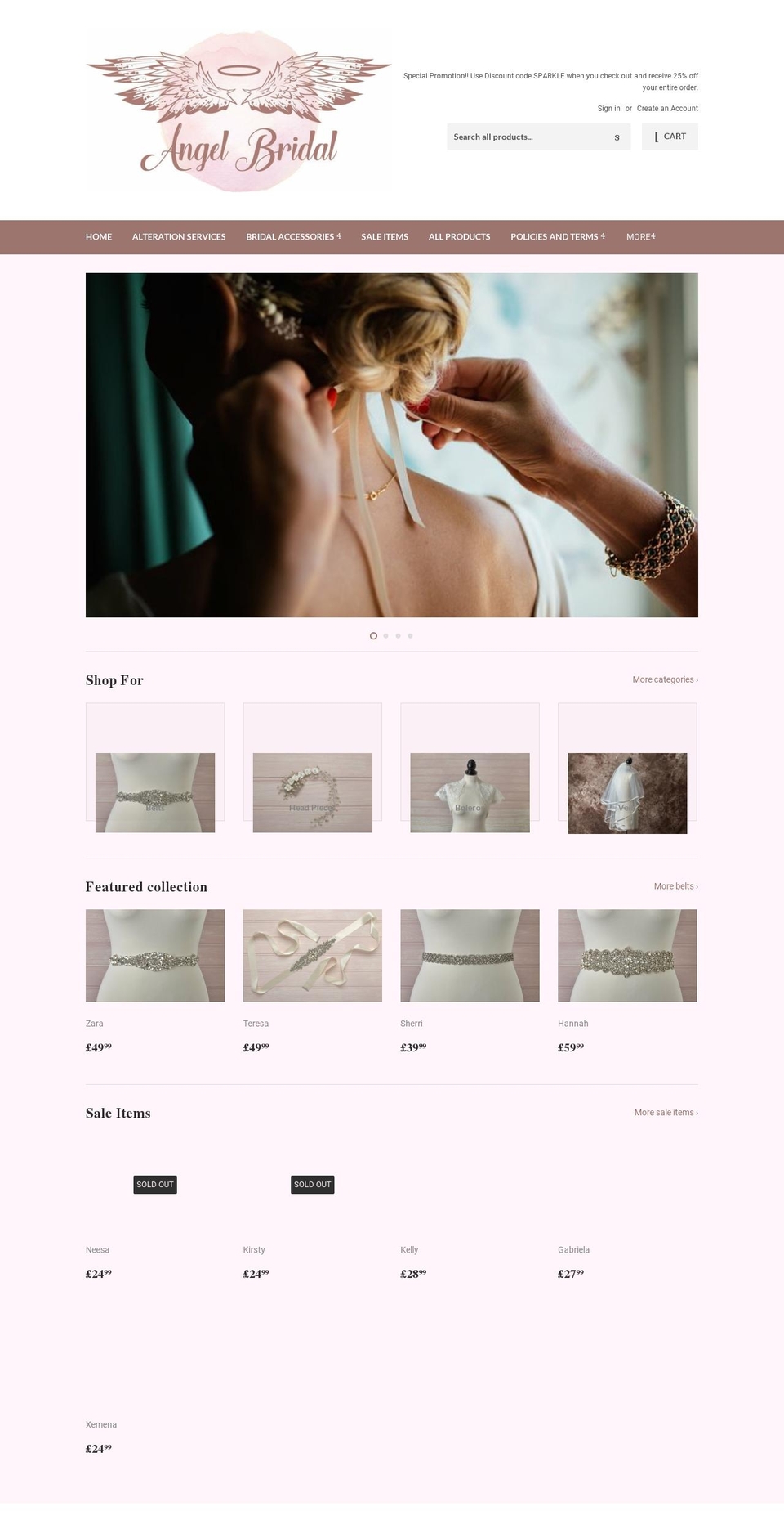 angelbridalonline.co.uk shopify website screenshot