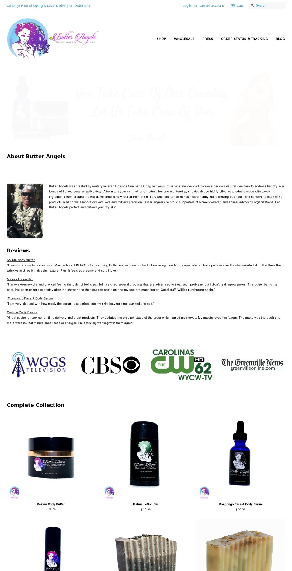 angelbutter.com shopify website screenshot