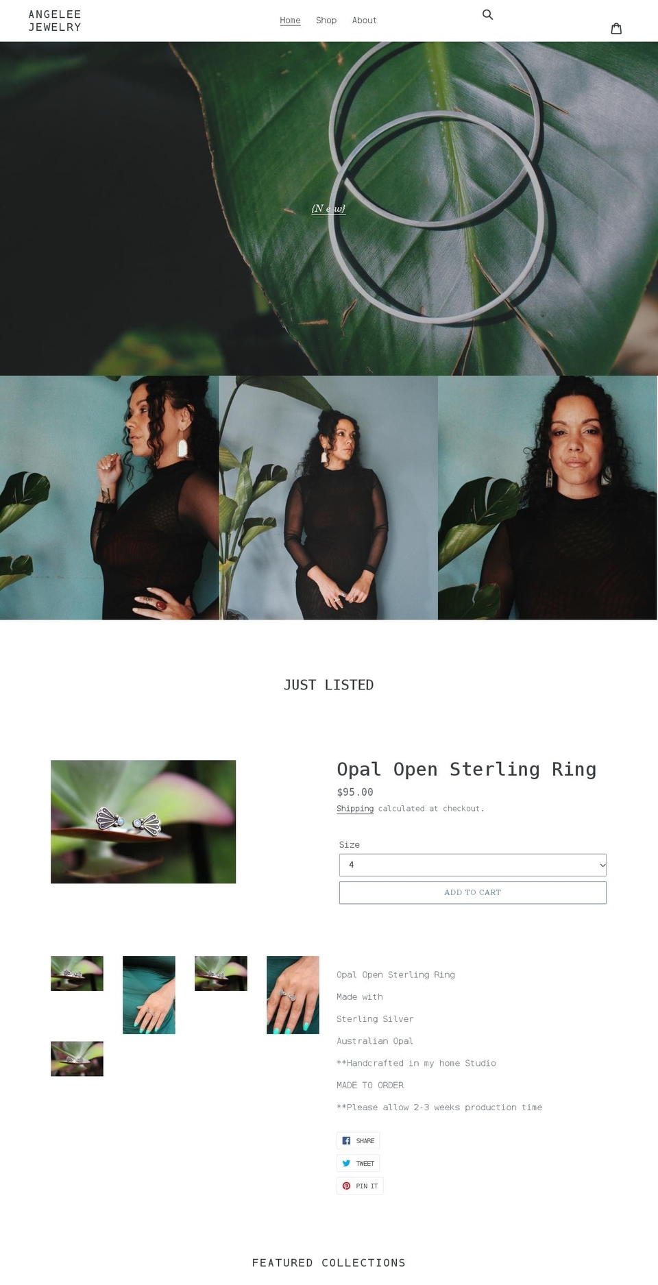 angeleejewelry.com shopify website screenshot