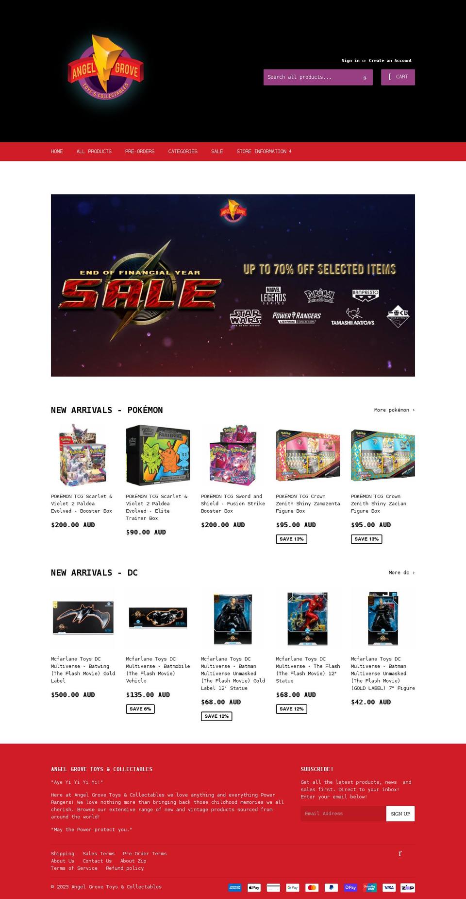 angelgrovecollectables.com shopify website screenshot