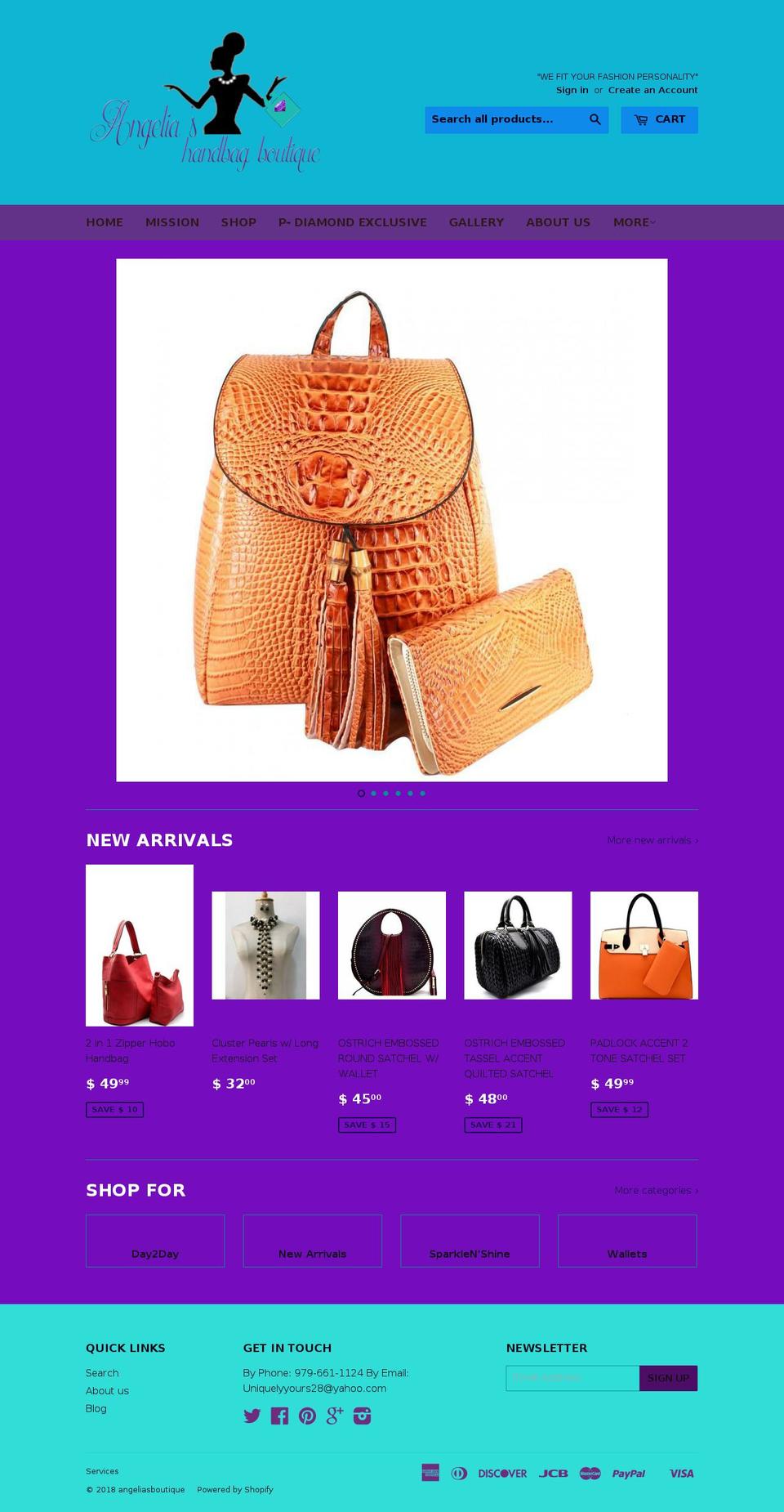 angeliasboutique.com — Shopify storefront screenshot