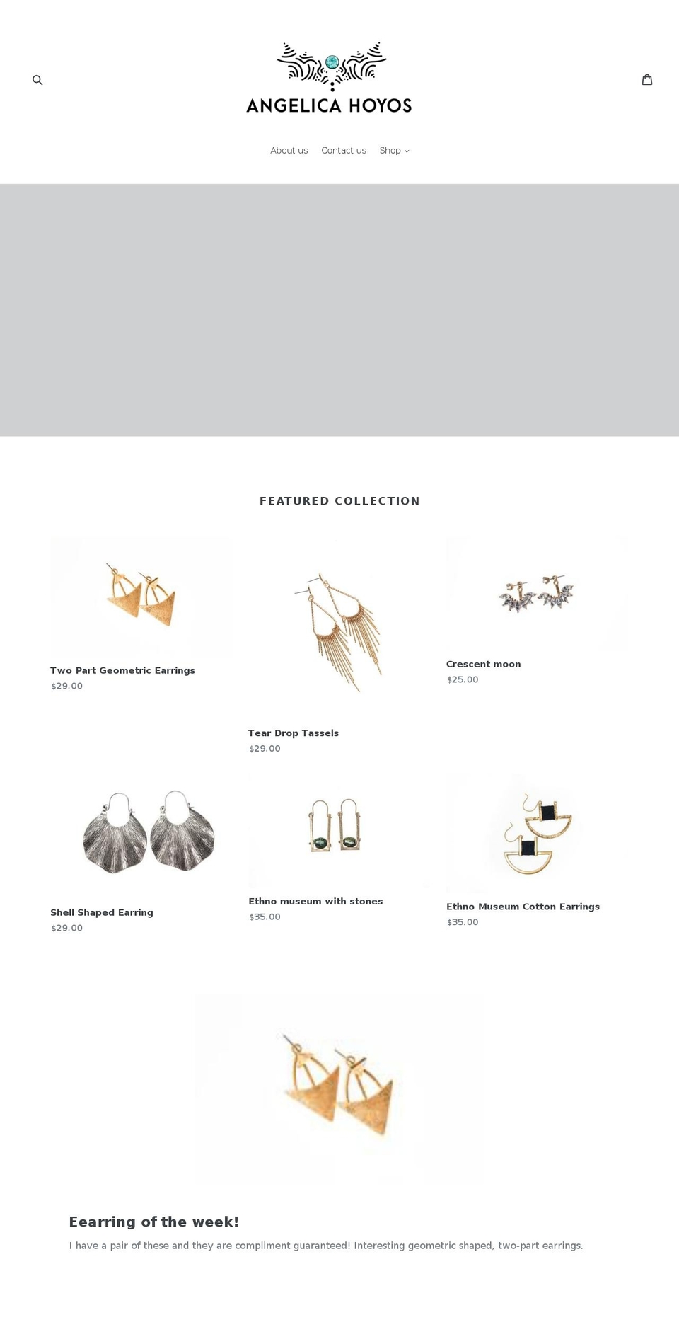 angelicahoyos.com shopify website screenshot