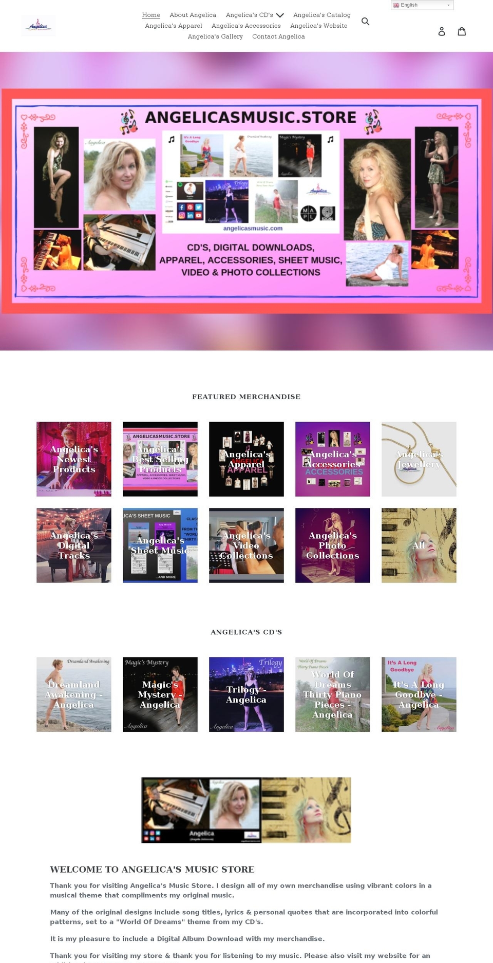 angelicasmusic.store shopify website screenshot