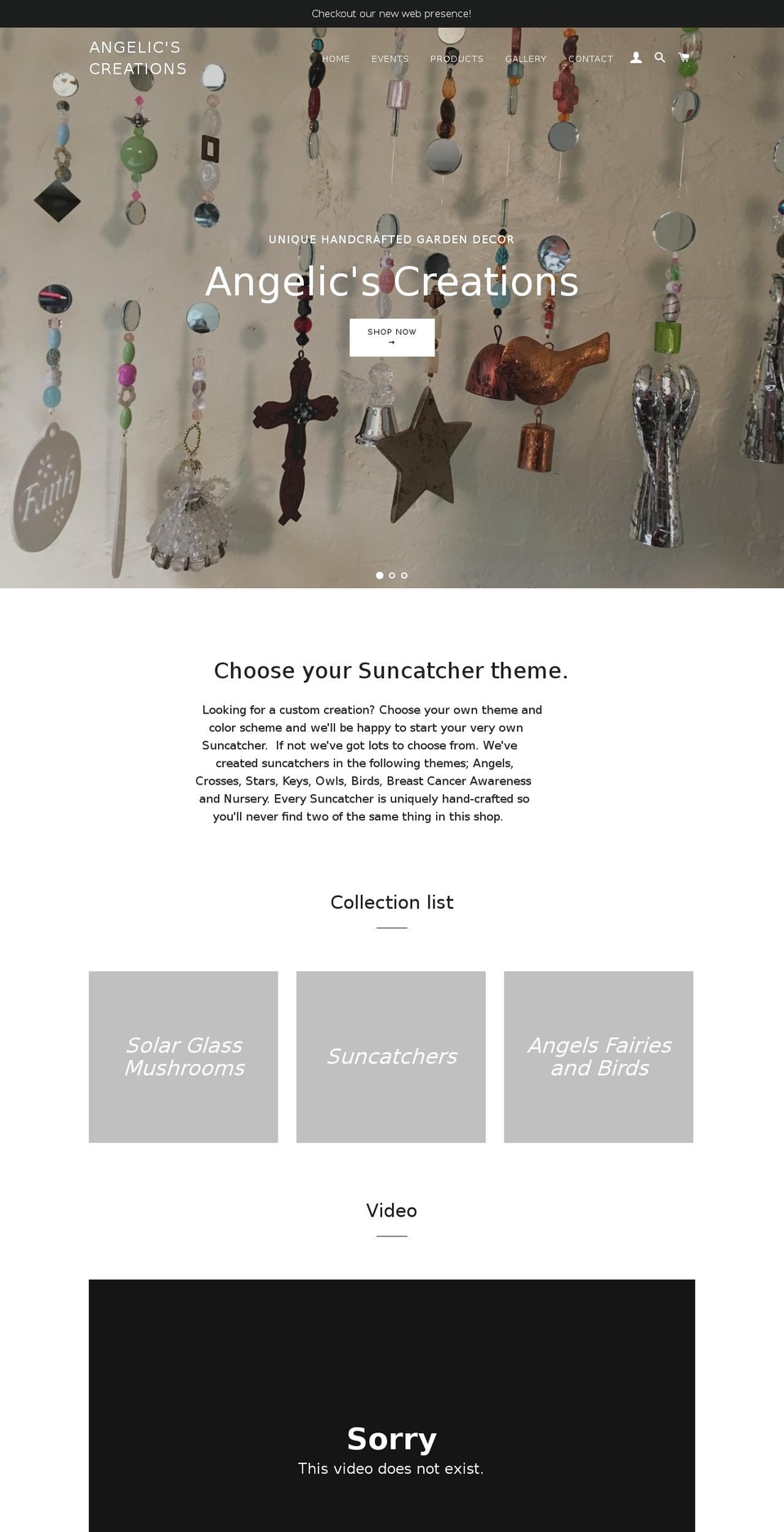 angelicscreations.com — Shopify storefront screenshot