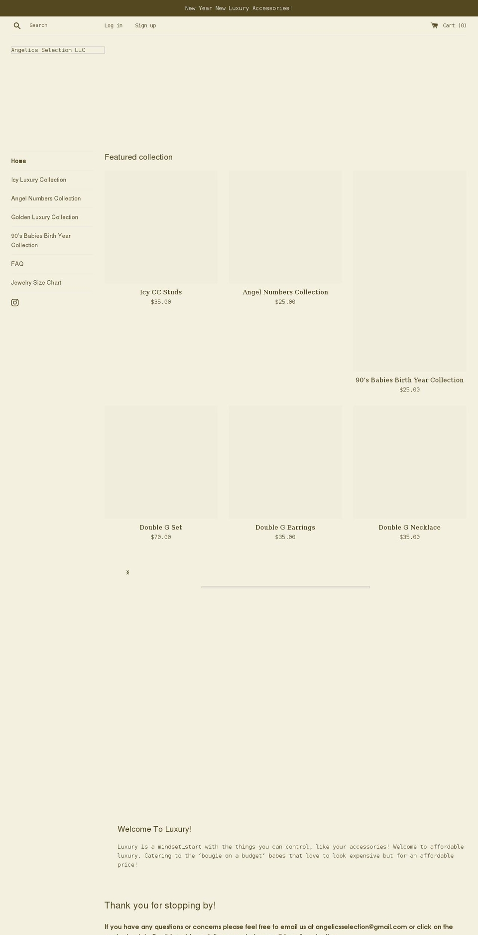 angelicsselection.com shopify website screenshot