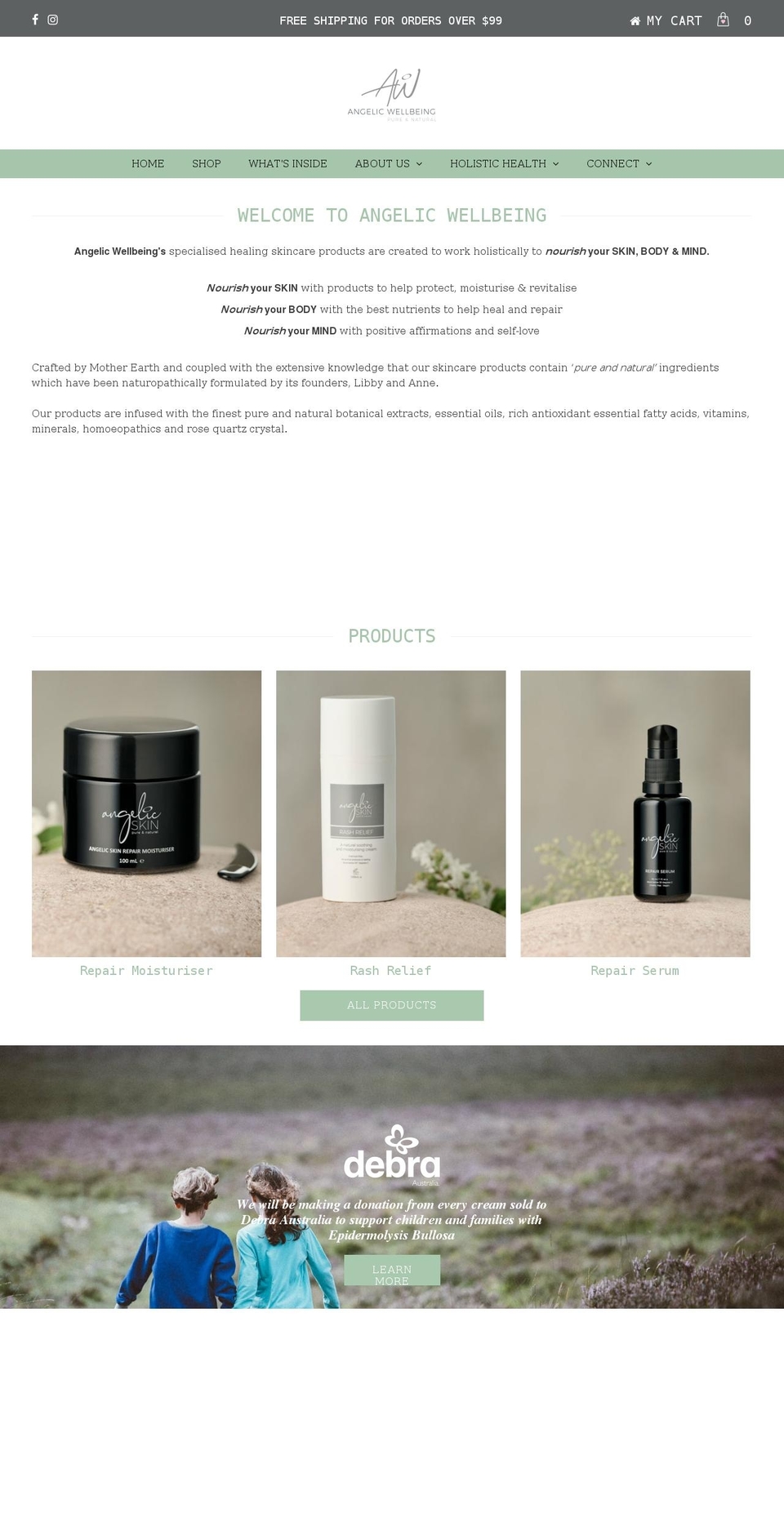 angelicwellbeing.com shopify website screenshot