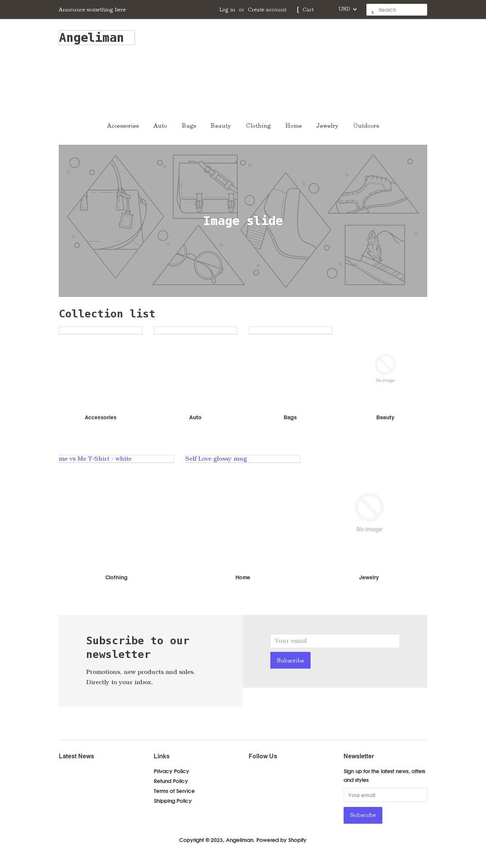 angeliman.com shopify website screenshot