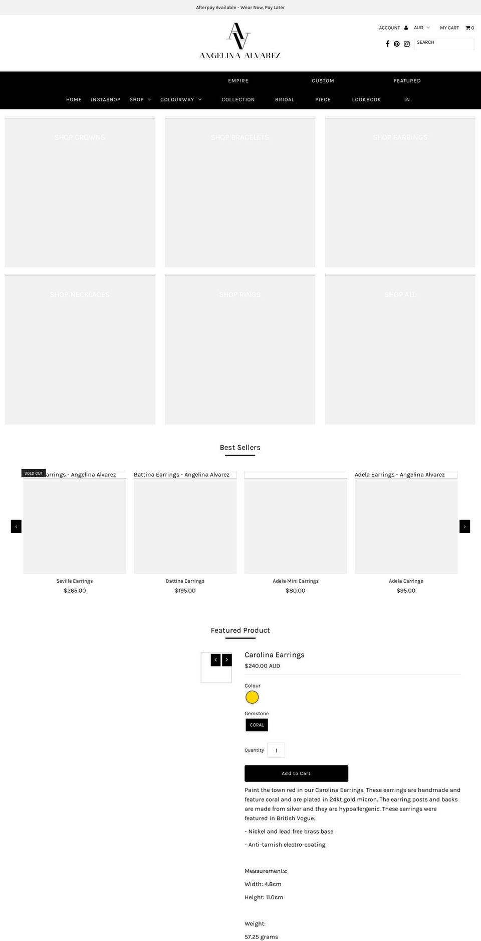 angelina-alvarez.com — Shopify storefront screenshot