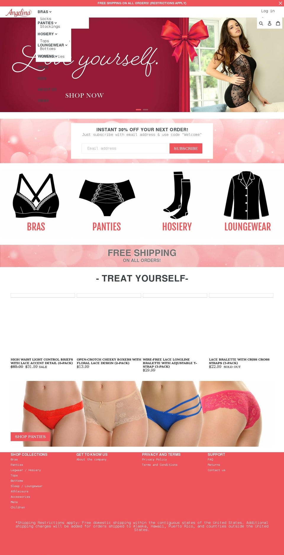 angelina.shop shopify website screenshot