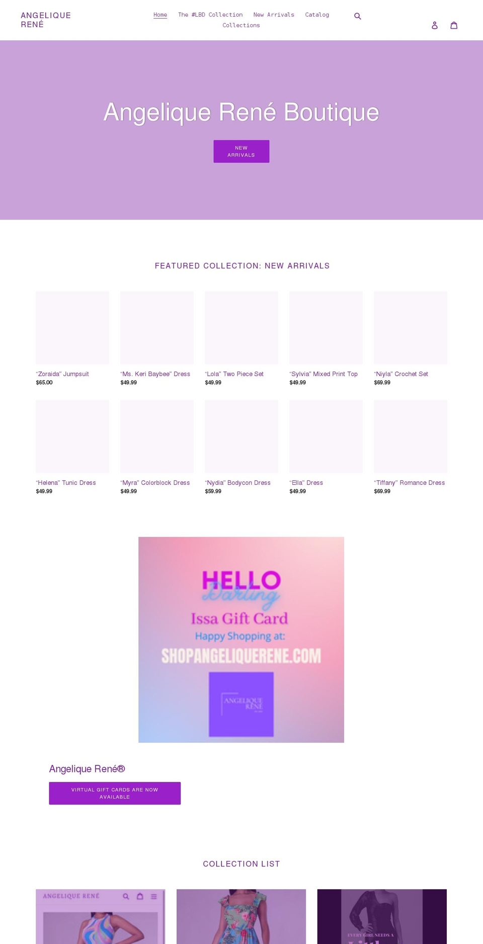 angelique-rene.myshopify.com shopify website screenshot