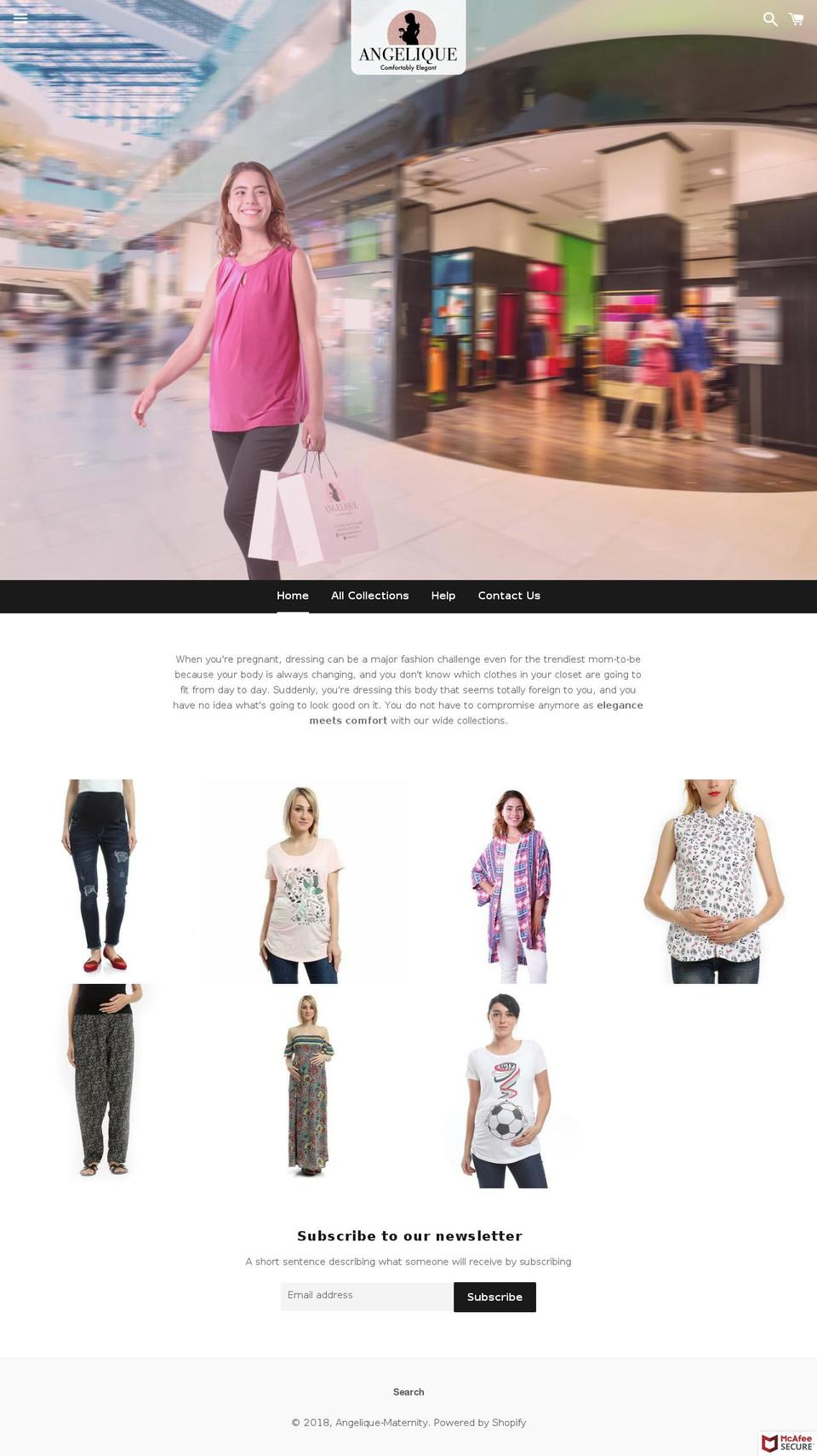 angeliquematernity.com — Shopify storefront screenshot