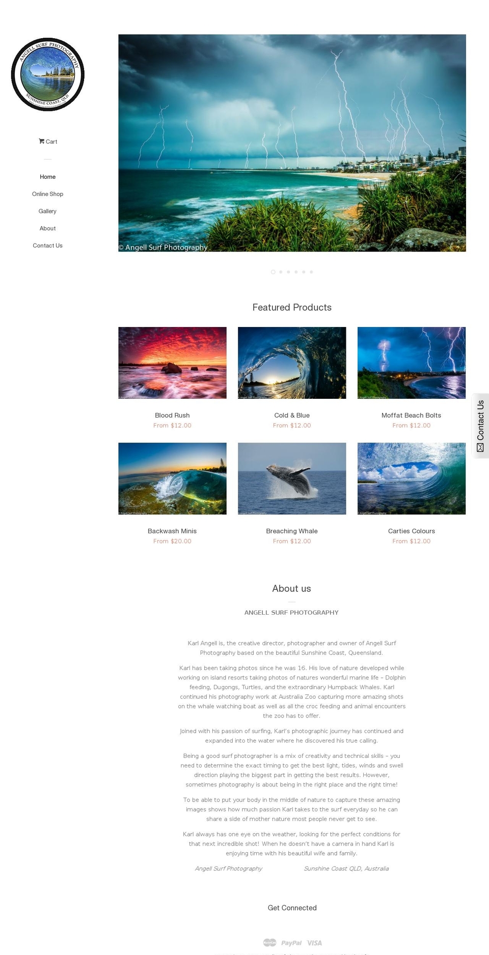 angellsurfphotography.com shopify website screenshot