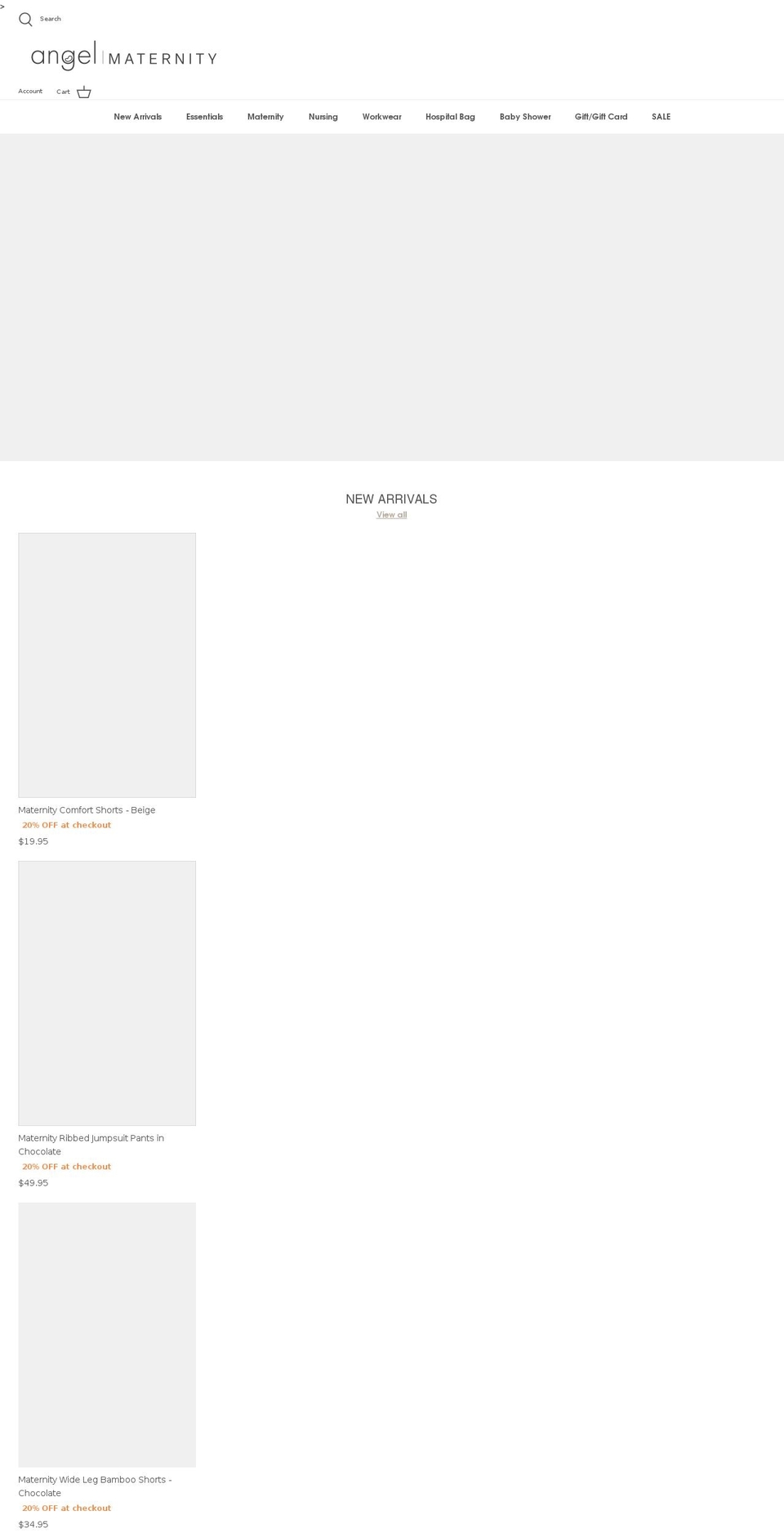 angelmaternity.com shopify website screenshot