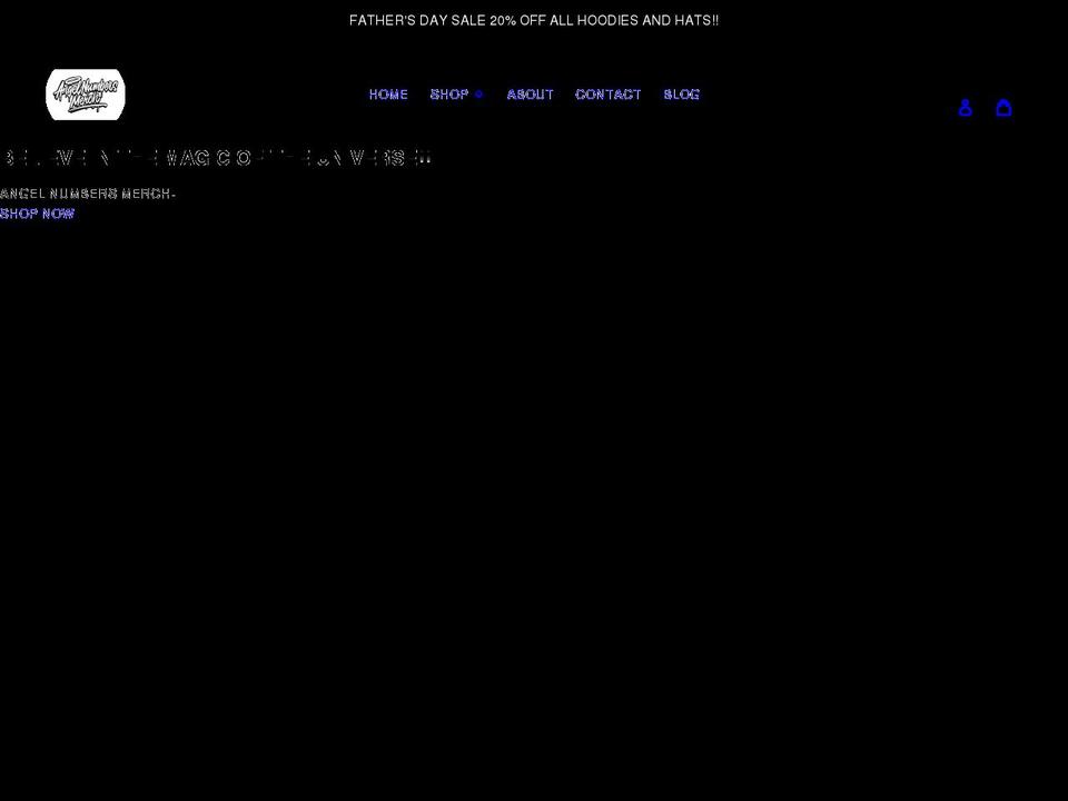 angelnumbersmerch.com shopify website screenshot
