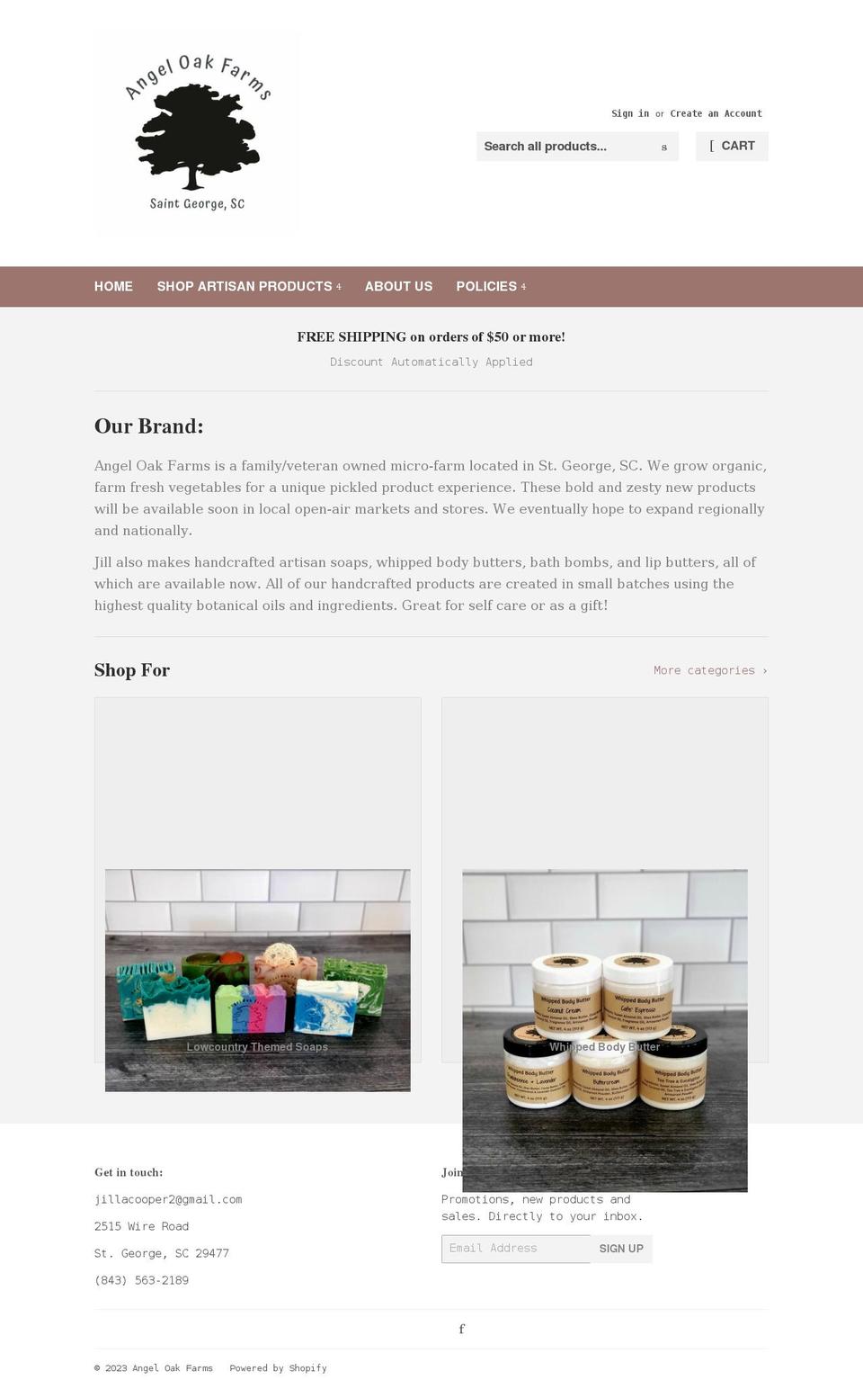 angeloakfarms.com shopify website screenshot