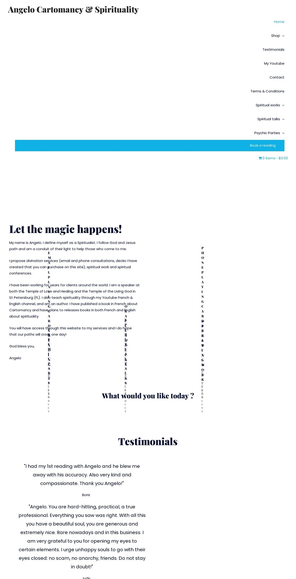 angelocartomancy.com — Shopify storefront screenshot