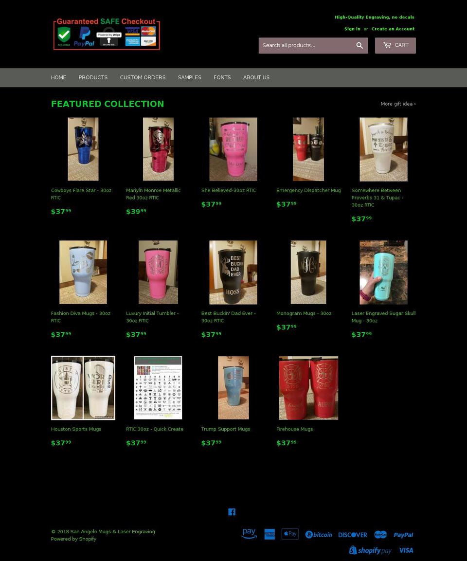 angeloengraving.com — Shopify storefront screenshot