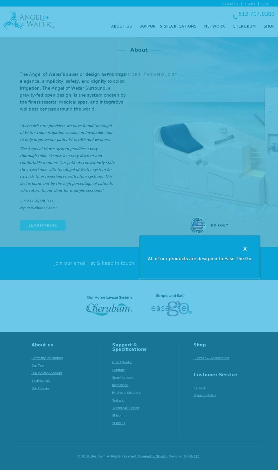 angelofwater.ca shopify website screenshot