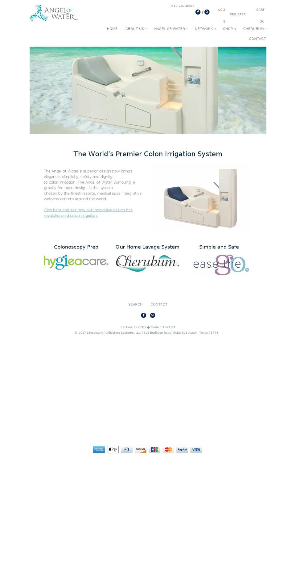 angelofwater.com shopify website screenshot