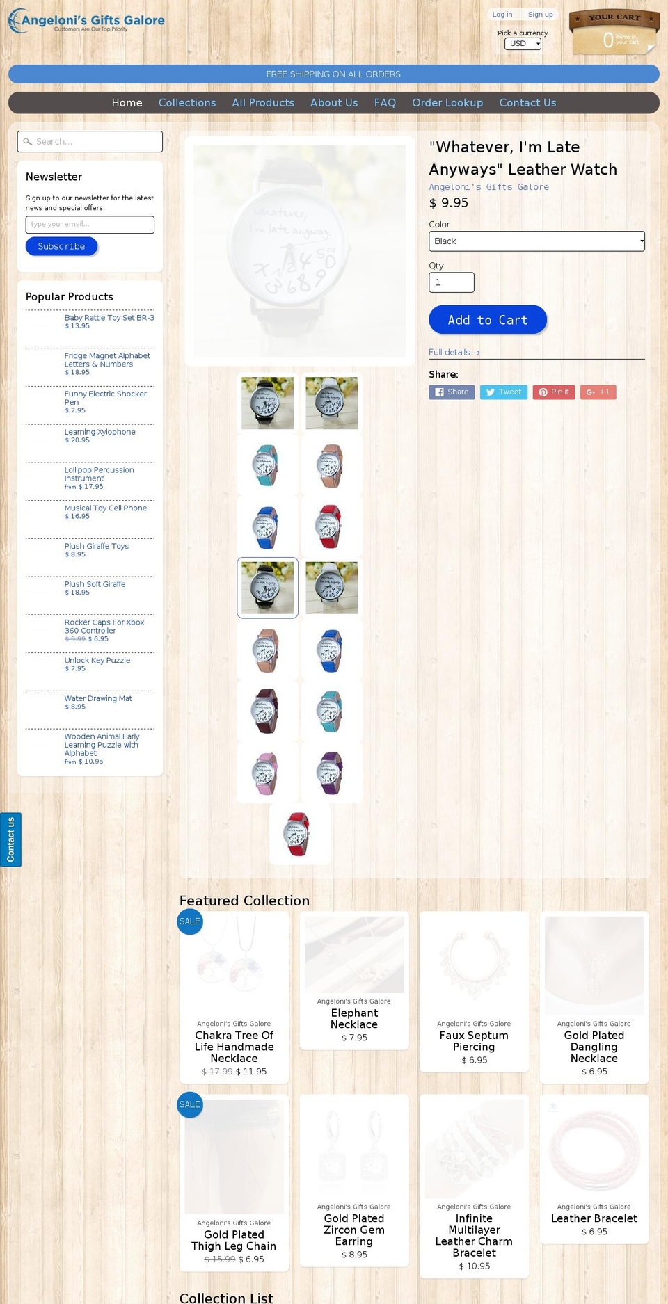 angelonisgiftsgalore.com shopify website screenshot