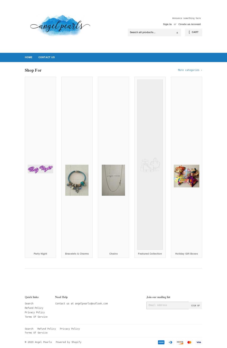 angelpearls.ca shopify website screenshot