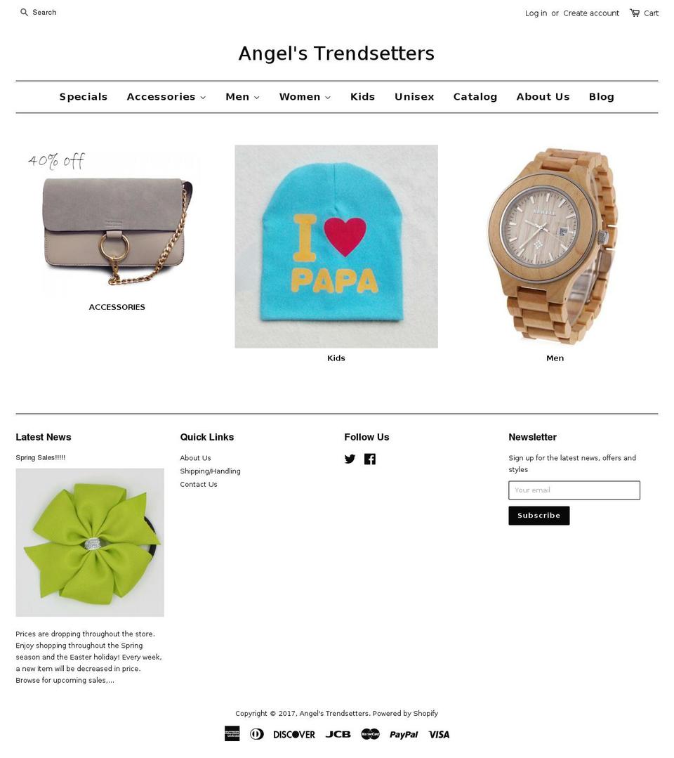 angels-trendsetters.com shopify website screenshot