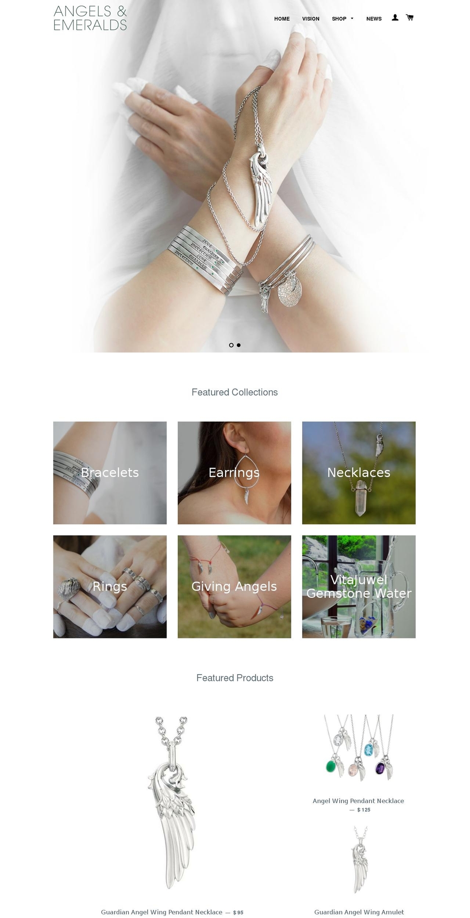 angelsandemeralds.com shopify website screenshot