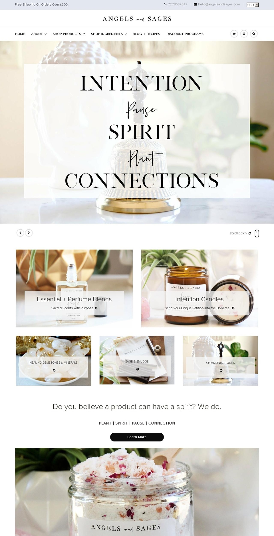 angelsandsages.com shopify website screenshot