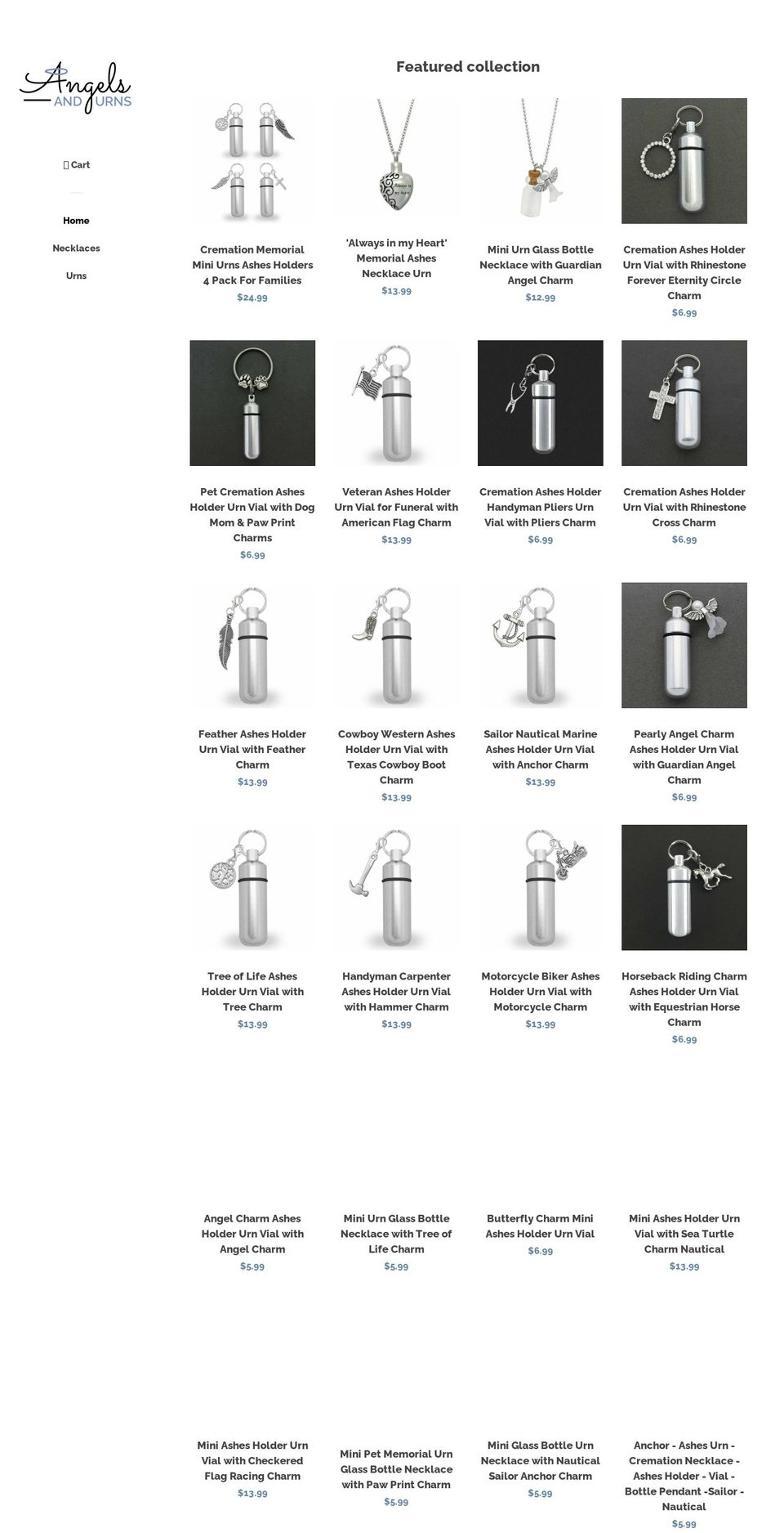 angelsandurns.com shopify website screenshot