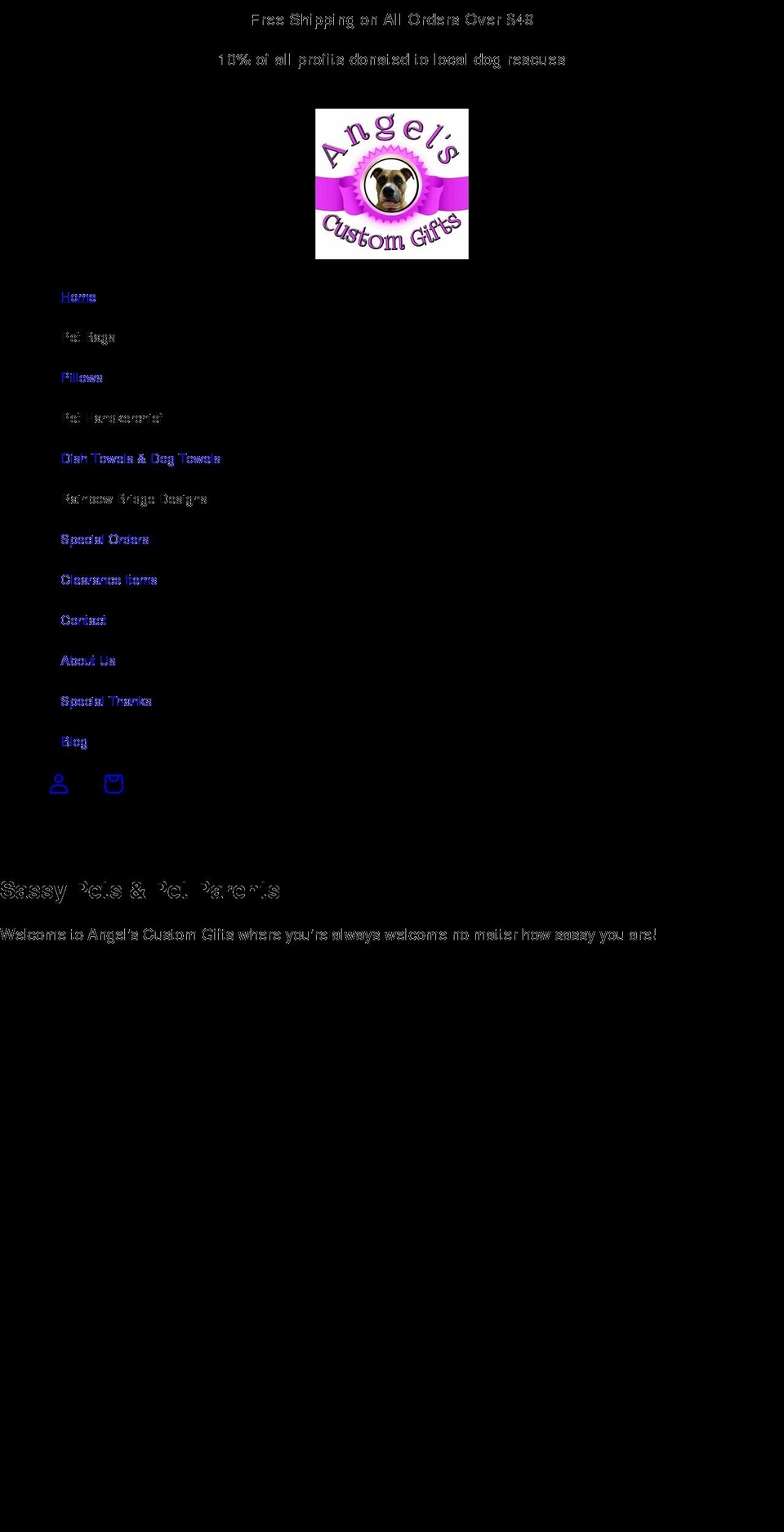 angelscustomgifts.com shopify website screenshot