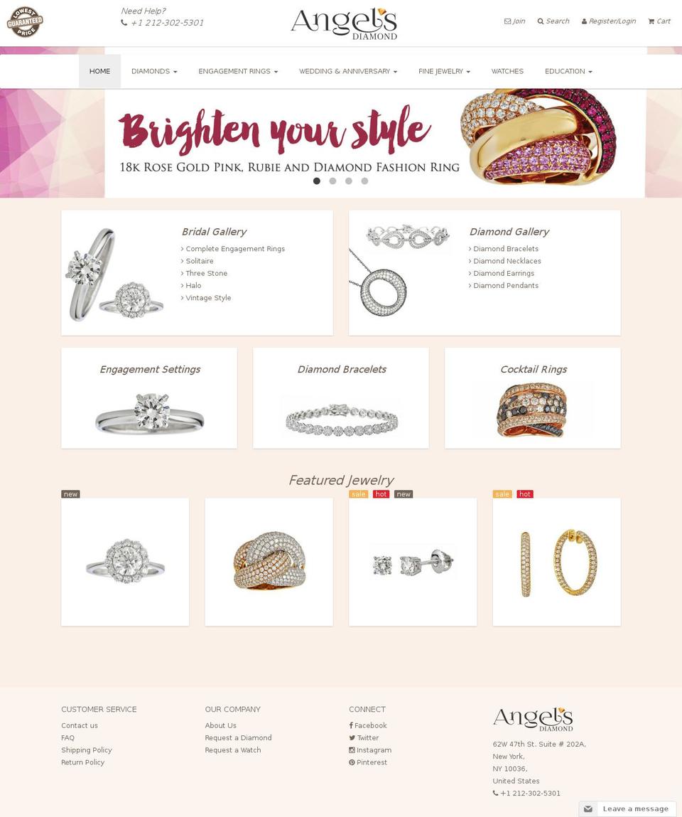 angelsdiamond.com shopify website screenshot