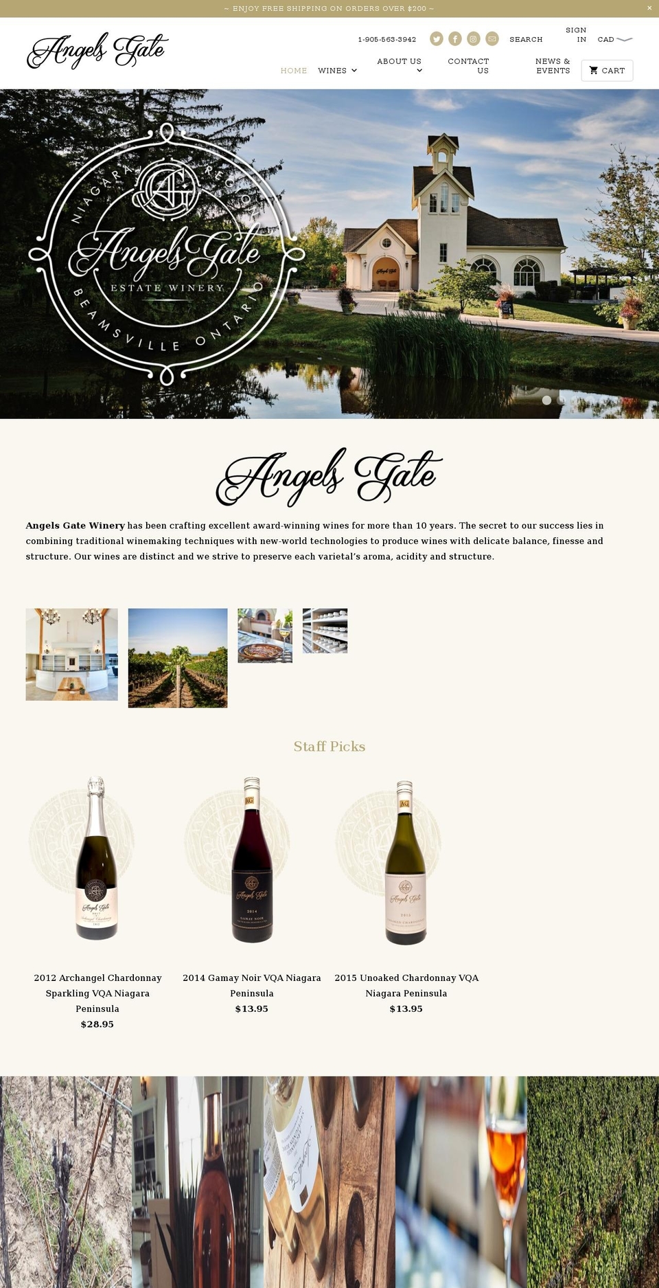 angelsgatewinery.com shopify website screenshot