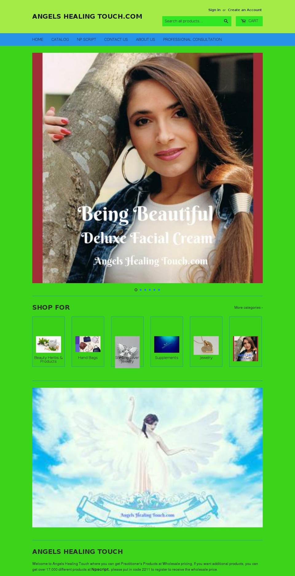angelshealingtouch.com shopify website screenshot
