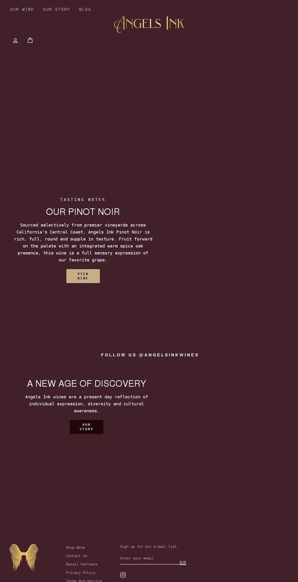 angelsinkwines.com shopify website screenshot