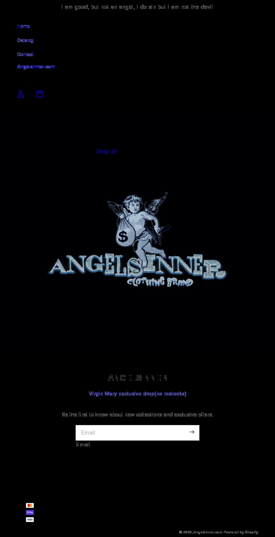 angelsinner.com shopify website screenshot