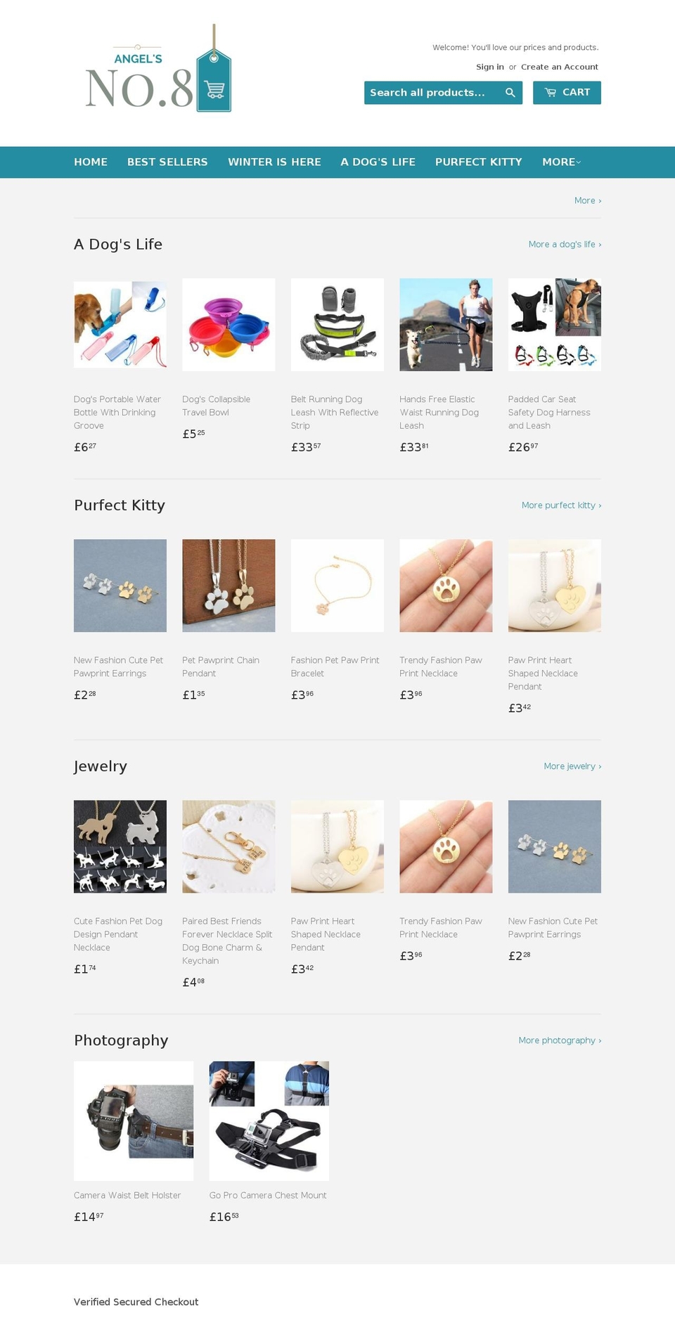 angelsno8.com shopify website screenshot